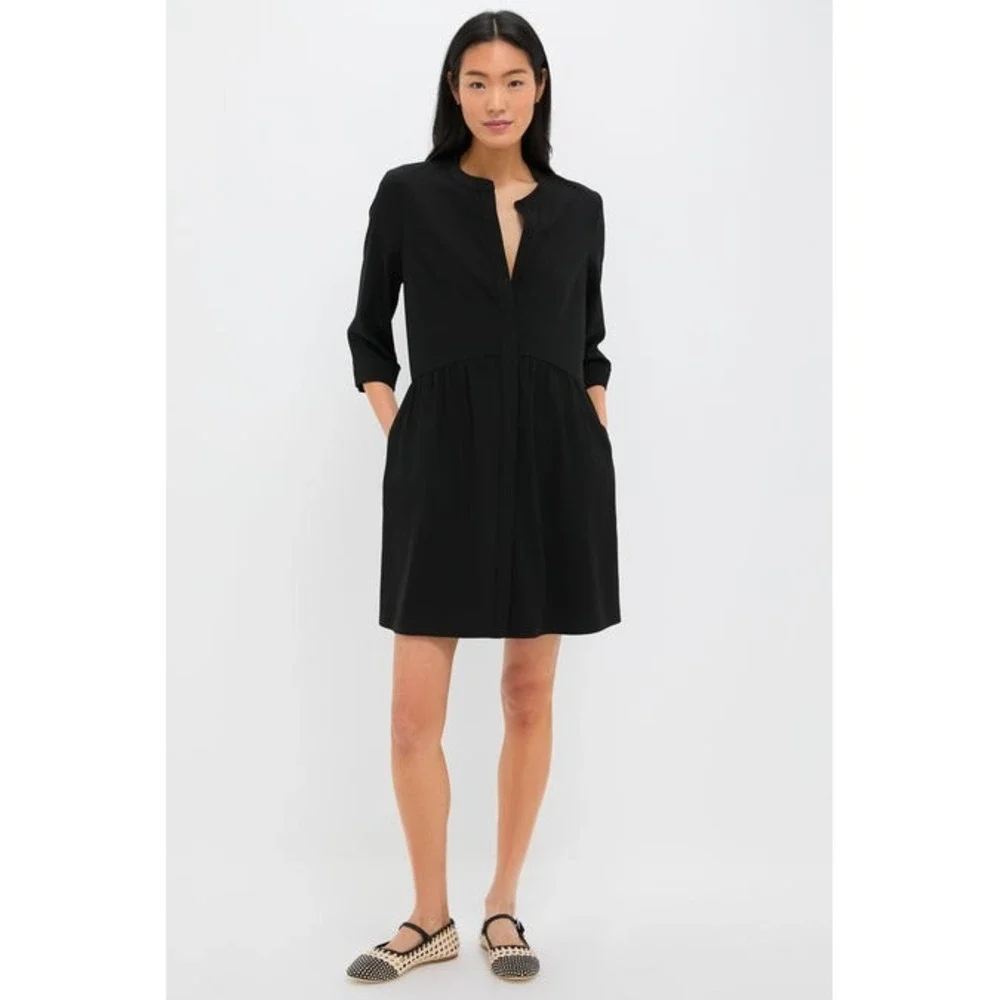 Tuckernuck Black Stretch Cape Royal Shirt Dress‎ 3/4 Sleeve Women's XS